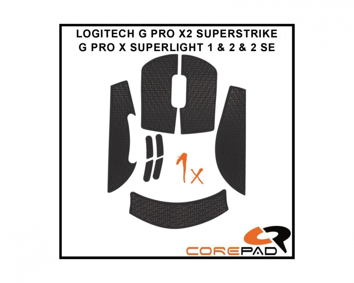 Corepad Soft Grips For Logitech G PRO X SUPERLIGHT 1 / 2 / 2 SE & X2 SUPERSTRIKE - Black