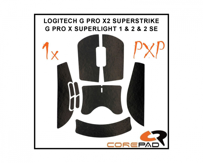 Corepad PXP Grips for Logitech G PRO X SUPERLIGHT 1 / 2 / 2 SE & X2 SUPERSTRIKE - Black